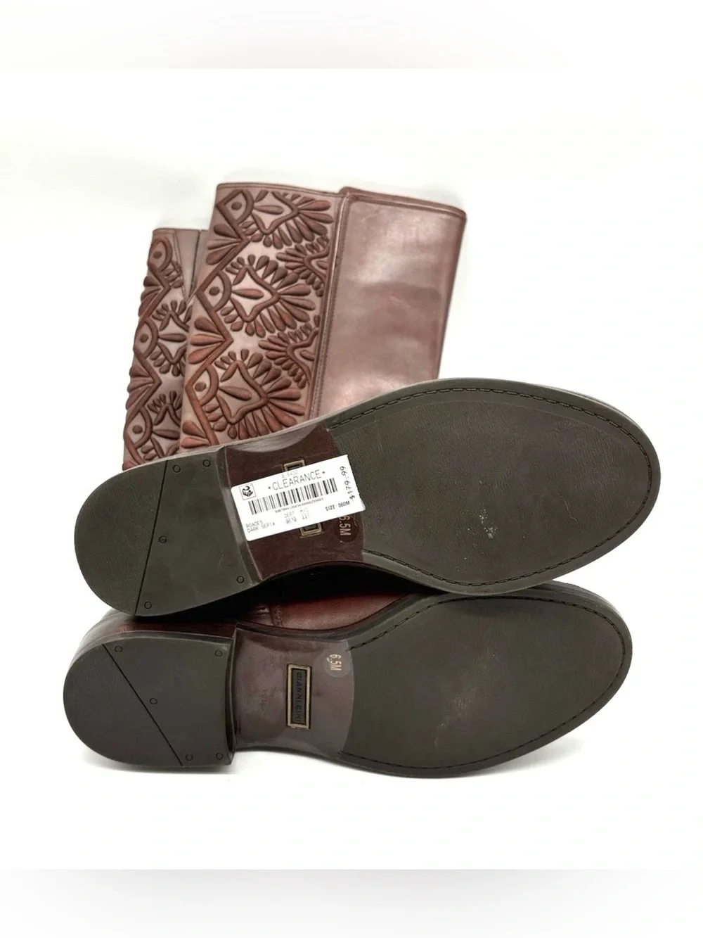 Gianni Bini Brown Embroidered Leather Boots